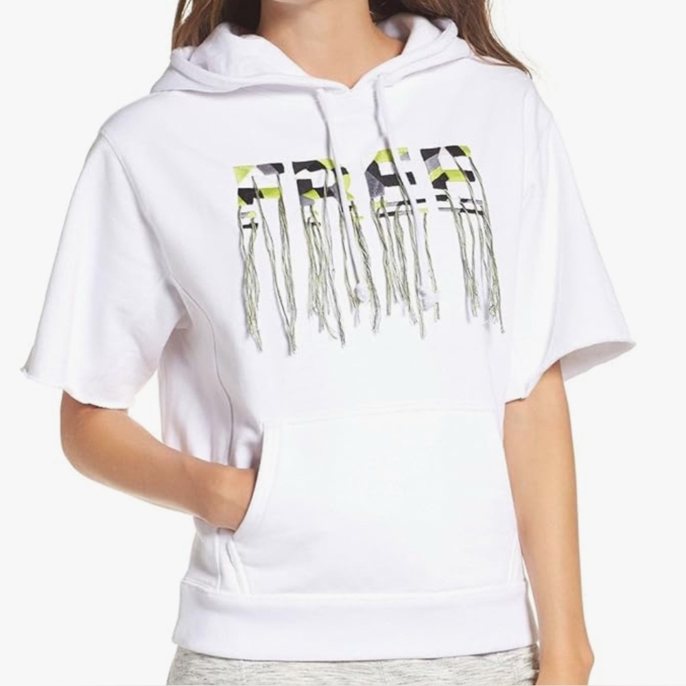 FP Movement by Free People white Hoodie with Green Accents. SP